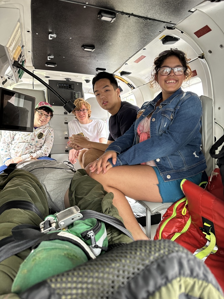 Students in Mercy Flight Helicopter